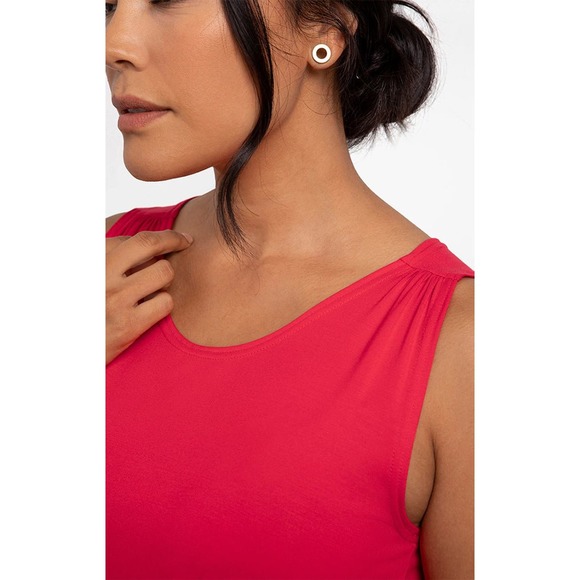 Sympli Womens Tank Top Size S Red Bamboo Gather Tunic Style Scoop Neck NWT - Picture 4 of 4